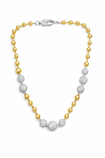 11.50CT Diamond Plain Gold Ball Necklace 14k Yellow Gold