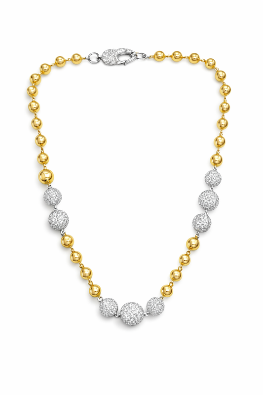 11.50CT Diamond Plain Gold Ball Necklace 14k Yellow Gold