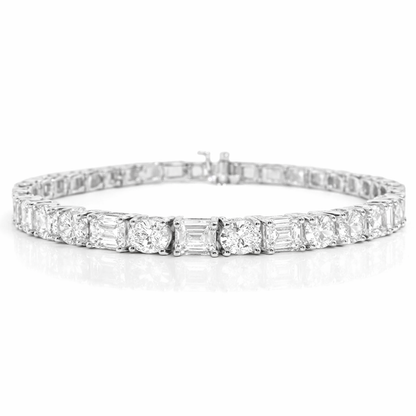 8.96CT Emerald 5.17CT Oval Lab Diamond Bracelet 14k White Gold