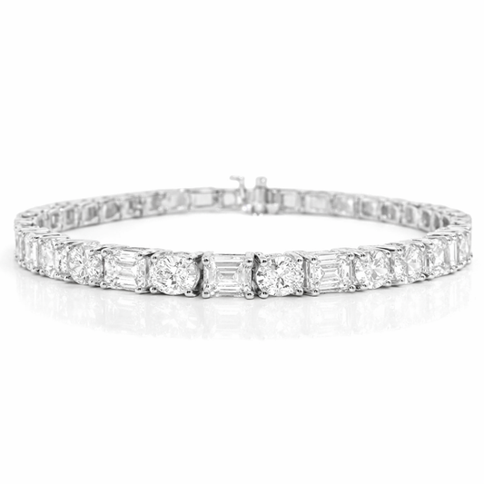 8.96CT Emerald 5.17CT Oval Lab Diamond Bracelet 14k White Gold