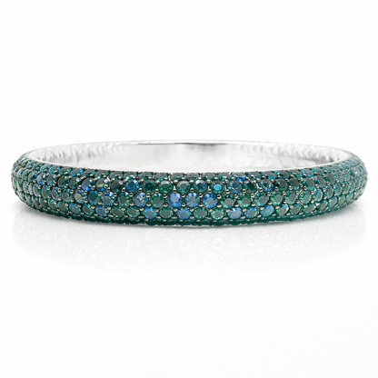 18.30CT Blue Sapphire 14k White Gold Bangle
