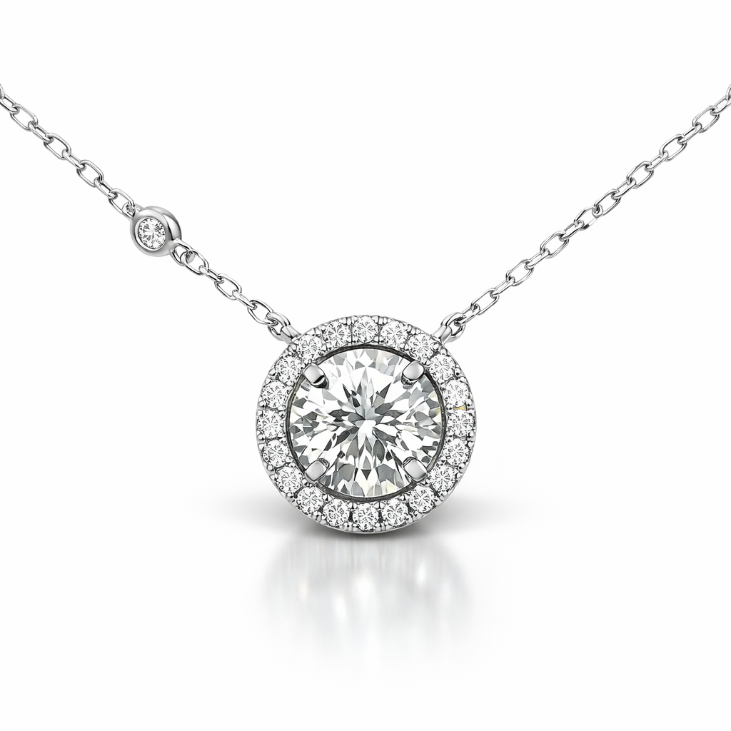 0.19CT Diamond 1.26CT Lab Diamond Pendant 14k White Gold