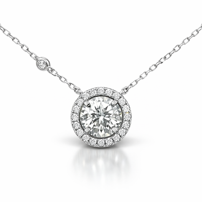 0.19CT Diamond 1.26CT Lab Diamond Pendant 14k White Gold