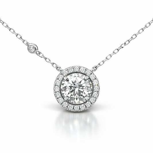 0.19CT Diamond 1.26CT Lab Diamond Pendant 14k White Gold