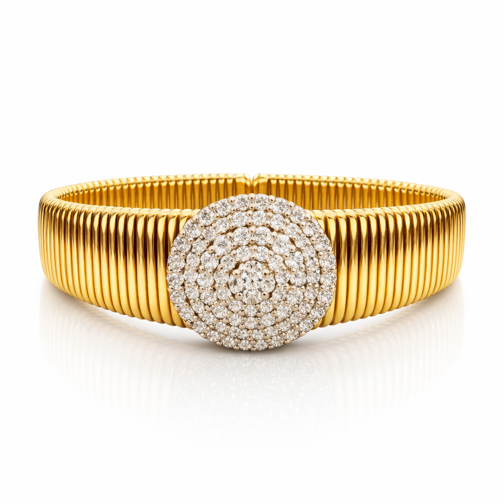14K Gold Bangle 2.41CT Natural Diamonds