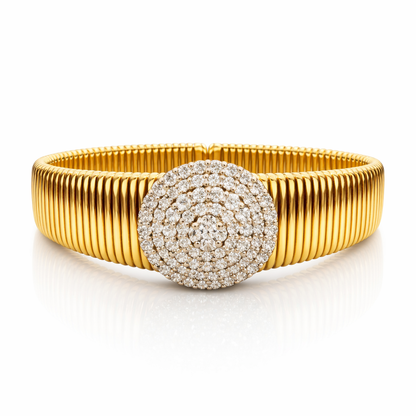 14K Gold Bangle 2.41CT Natural Diamonds