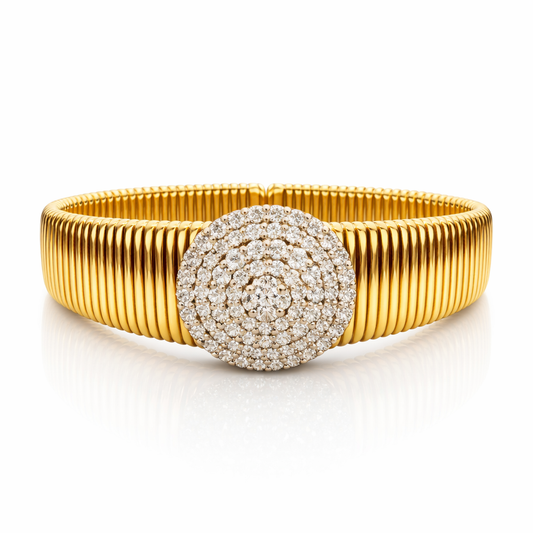 14K Gold Bangle 2.41CT Natural Diamonds