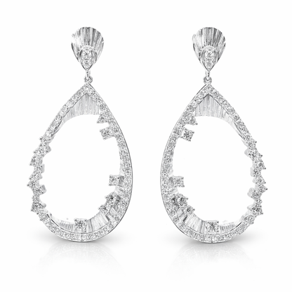 1.09CT Diamond Earrings 14k White Gold