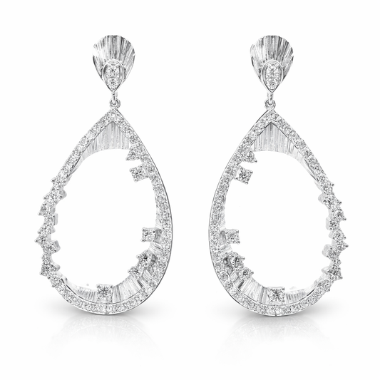 1.09CT Diamond Earrings 14k White Gold