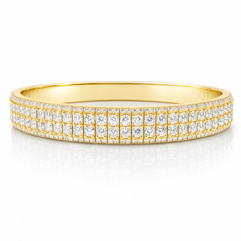 15.68CT Diamond Stretch Bangle 14k Yellow Gold