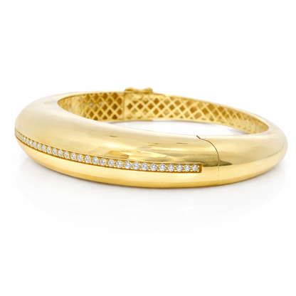 0.93CT Diamond Bangle 14k Yellow Gold
