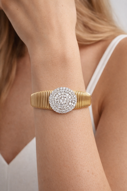14K Gold Bangle 2.41CT Natural Diamonds