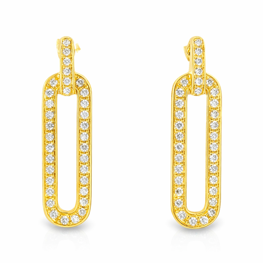 0.37CT Diamond with Pink Enamel 14k Yellow Gold Earring