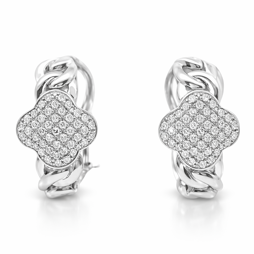 0.22CT Diamond Hoop 14k White Gold Earring