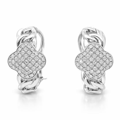 0.22CT Diamond Hoop 14k White Gold Earring