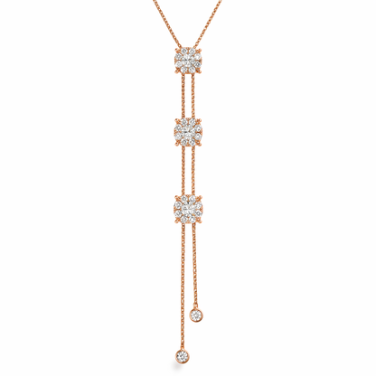 1.57Ct diamond Lariat Pendant 14k Rose Gold