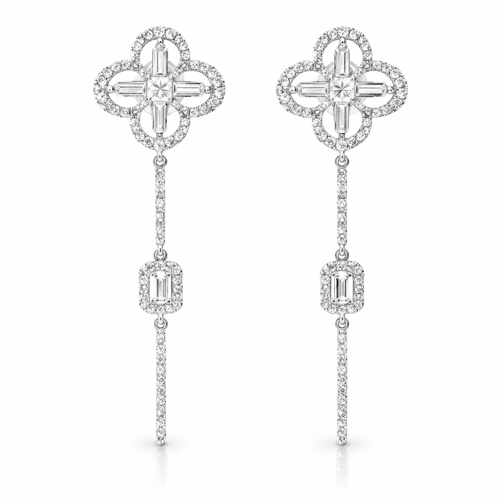 0.96CT Diamond Earring 14k White Gold