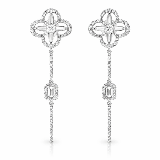 0.96CT Diamond Earring 14k White Gold