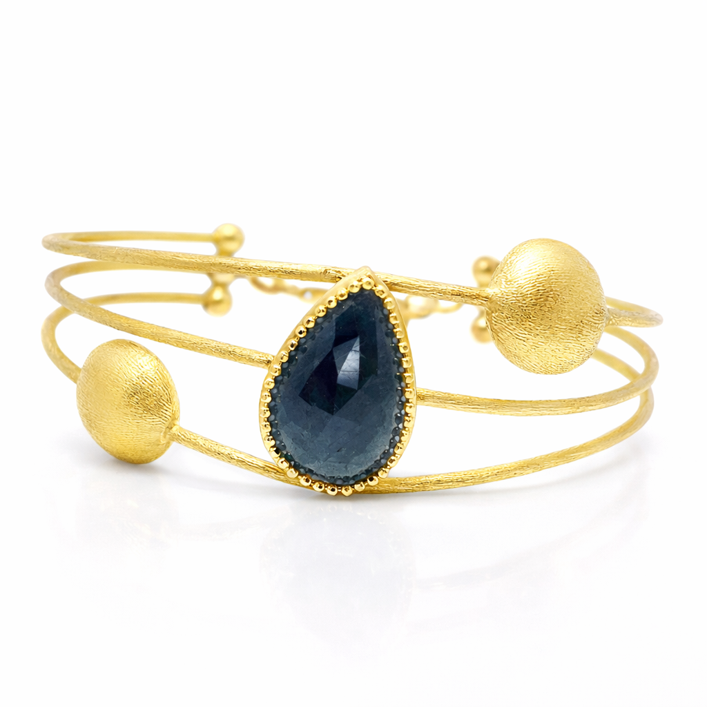 Blue Sapphire Fashion Bangle 14k Yellow Gold