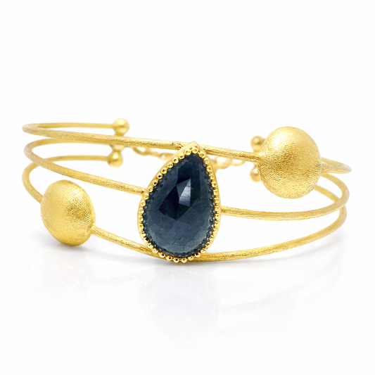 Blue Sapphire Fashion Bangle 14k Yellow Gold