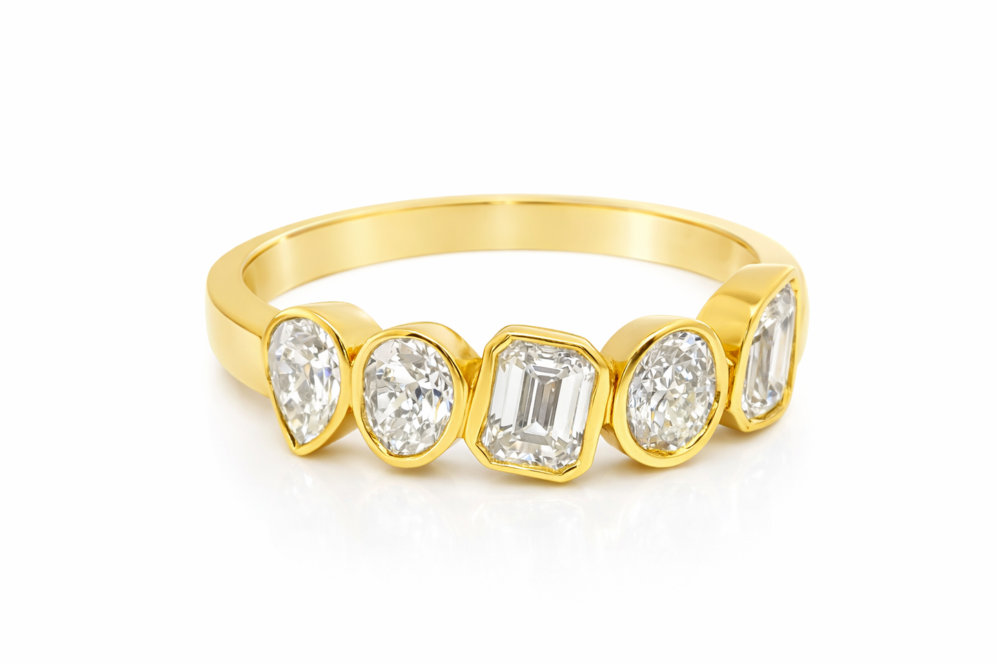 1.59CT Diamond Mixed Shape Ring 18k Yellow Gold