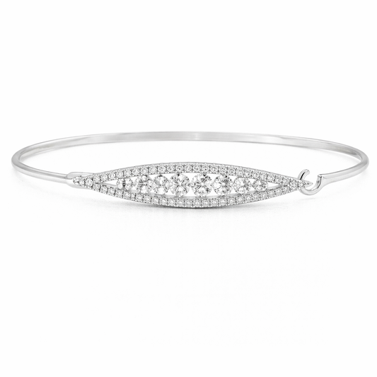 0.92CT Diamond Bangle 14k White Gold