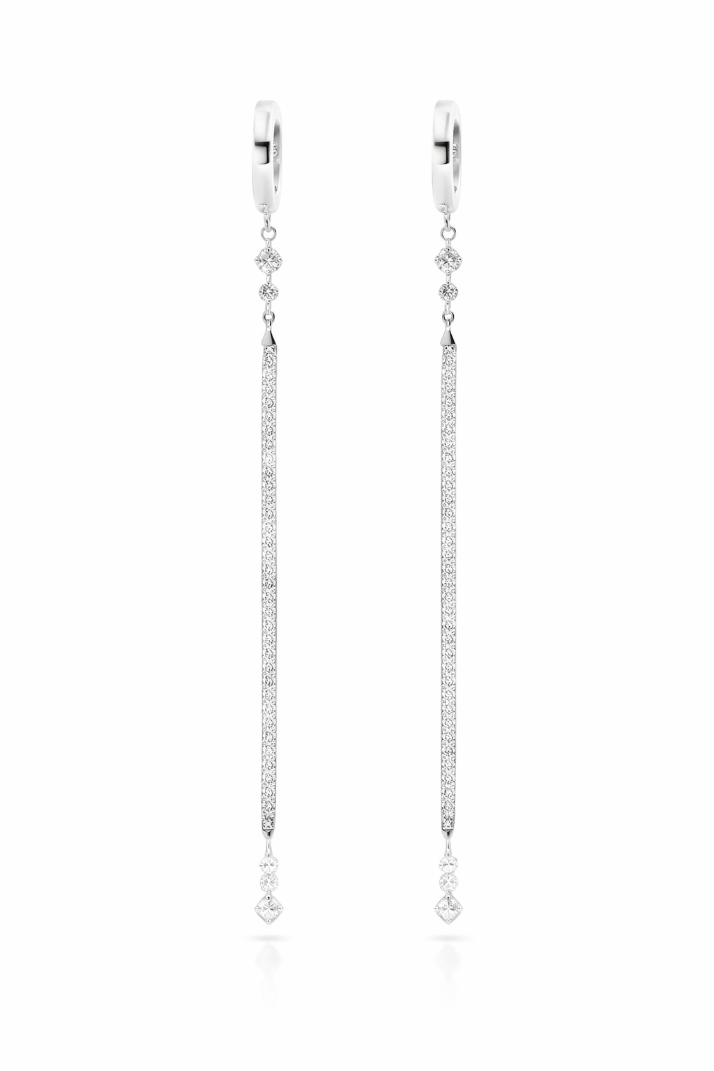 0.74CT Diamond Bar Earring 14k White Gold