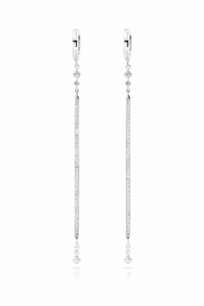 0.74CT Diamond Bar Earring 14k White Gold