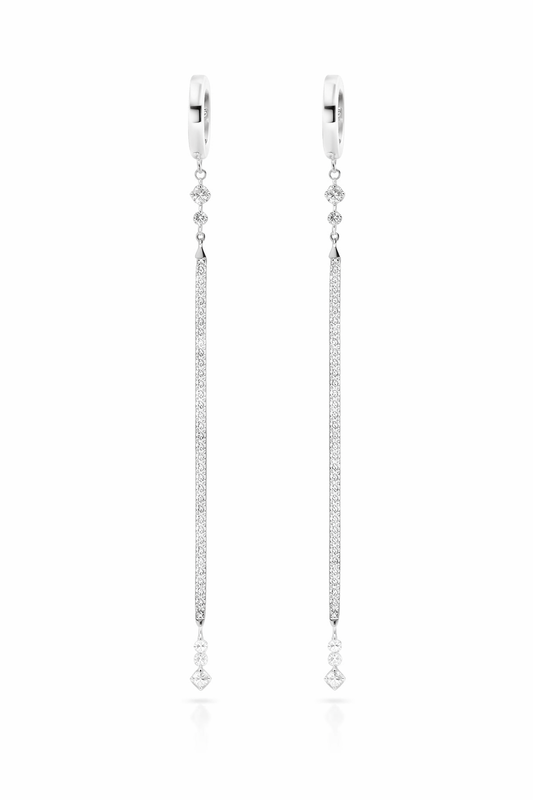 0.74CT Diamond Bar Earring 14k White Gold