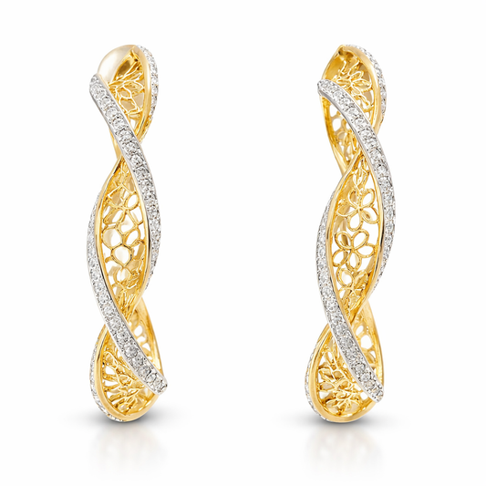 0.66CT Diamond HOOP 14k Rose Gold Earring