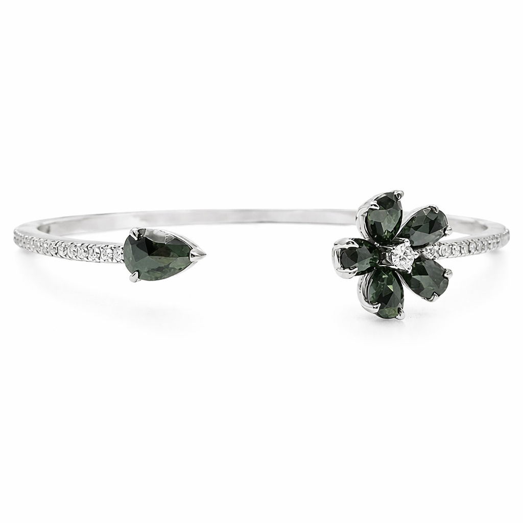 0.37CT Diamond 1.11Ct Black Diamond 18k White Gold