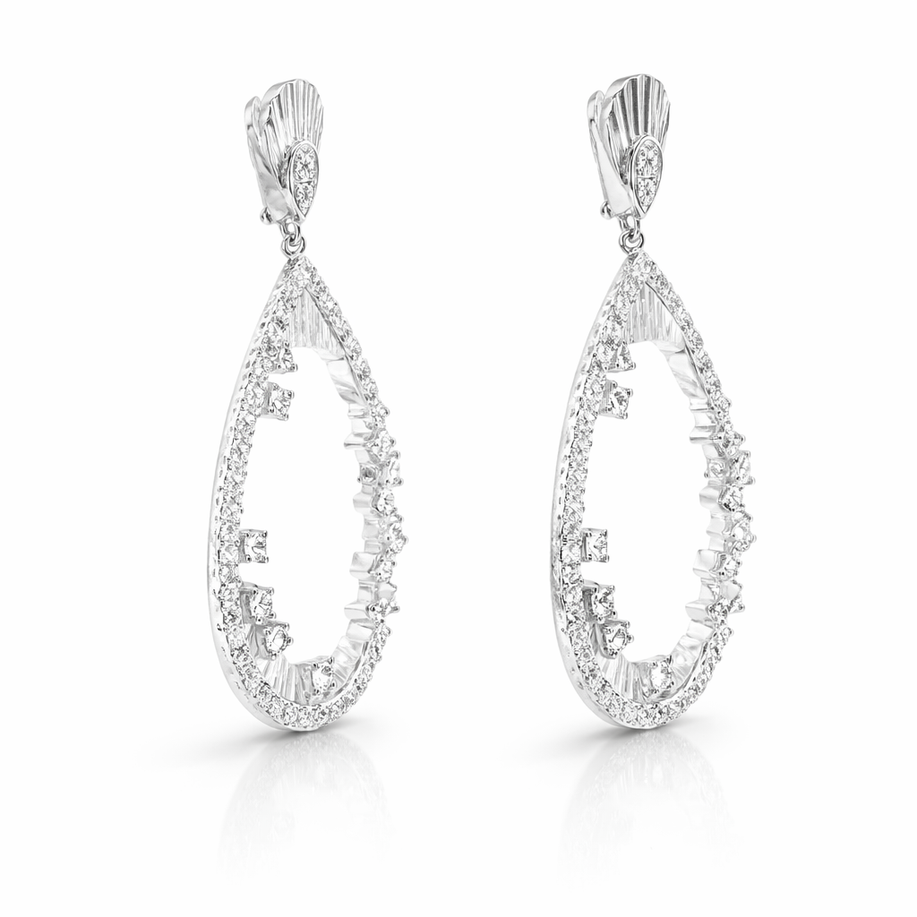 1.09CT Diamond Earrings 14k White Gold