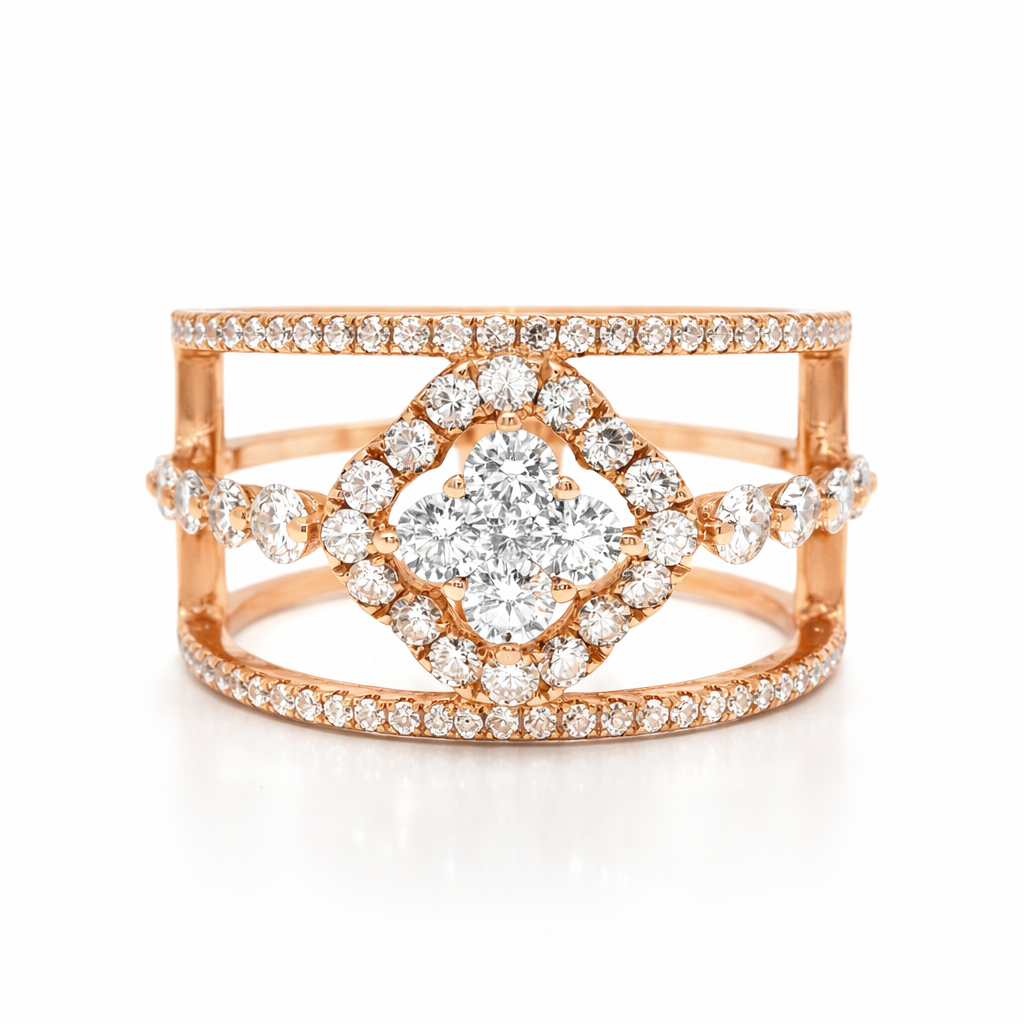 0.98CT Diamond Ring 18k Rose Gold
