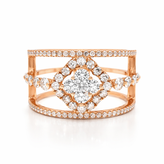 0.98CT Diamond Ring 18k Rose Gold