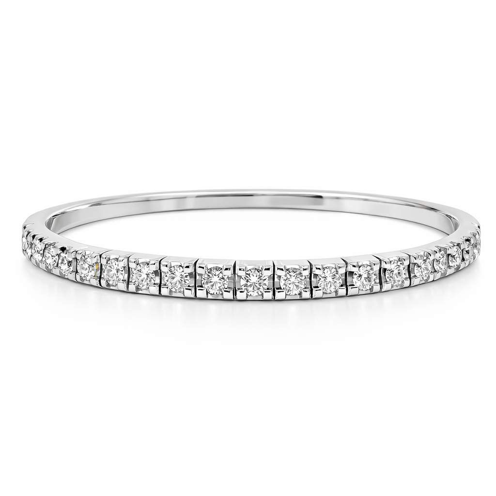 3.21CT Diamond Stretch Bangle 18k White Gold