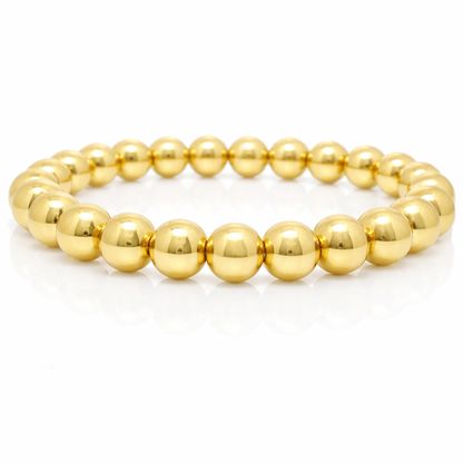 Plain Beaded 14k Yellow Gold Bangle