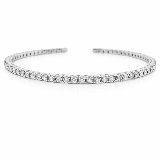 1.74CT Diamond Bangle 14k White Gold