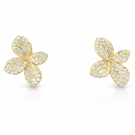 0.95CT Diamond 14k Yellow Gold Earring
