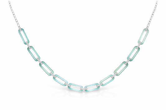 0.33CT Diamond Pendant with Turquoise Enamel 14k White Gold