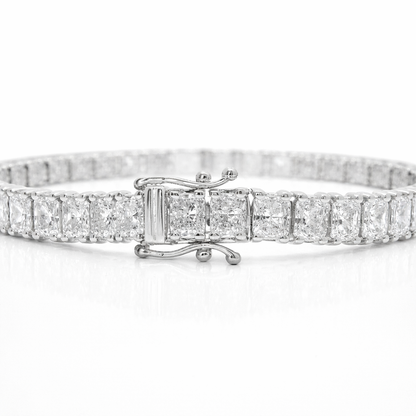 11.87CT Emerald Cut Lab Diamond Tennis Bracelet 14K White Gold