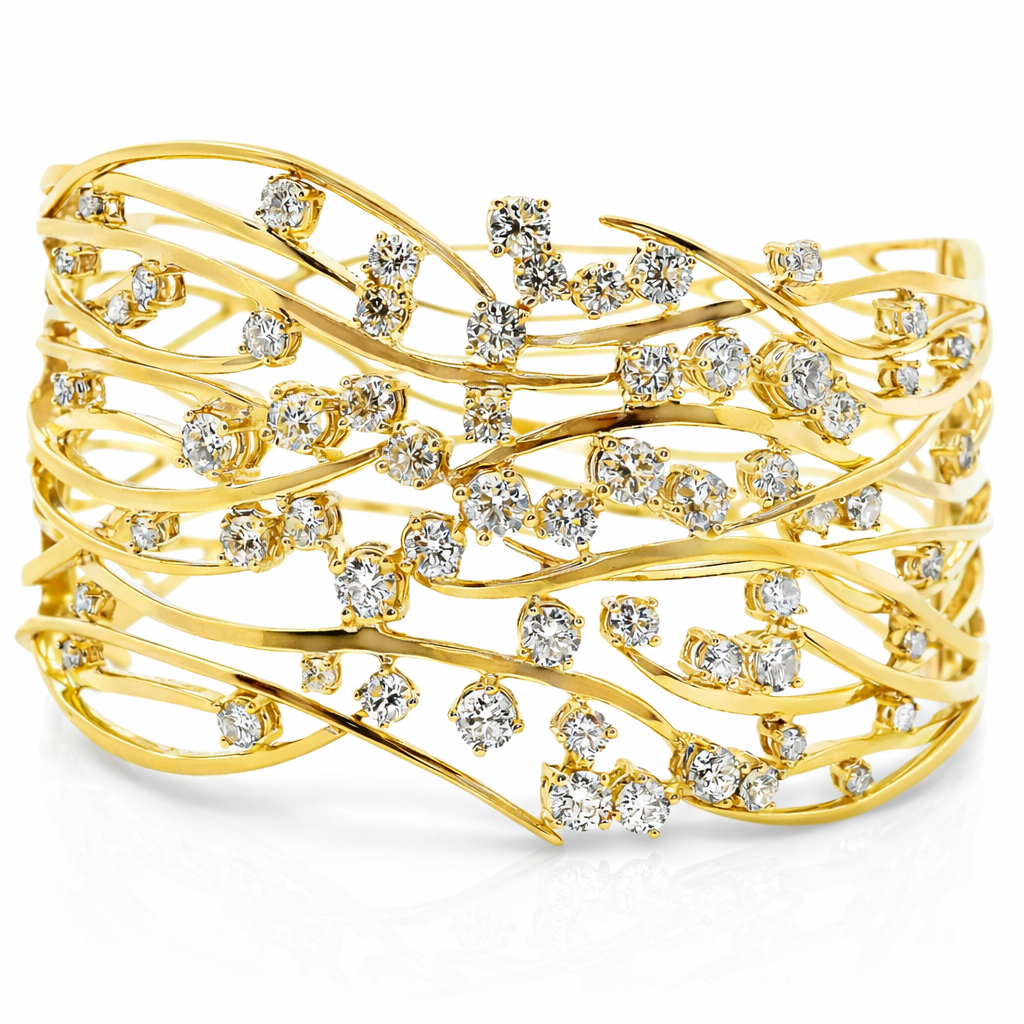 4.92CT Diamond Bangle 14k Yellow Gold