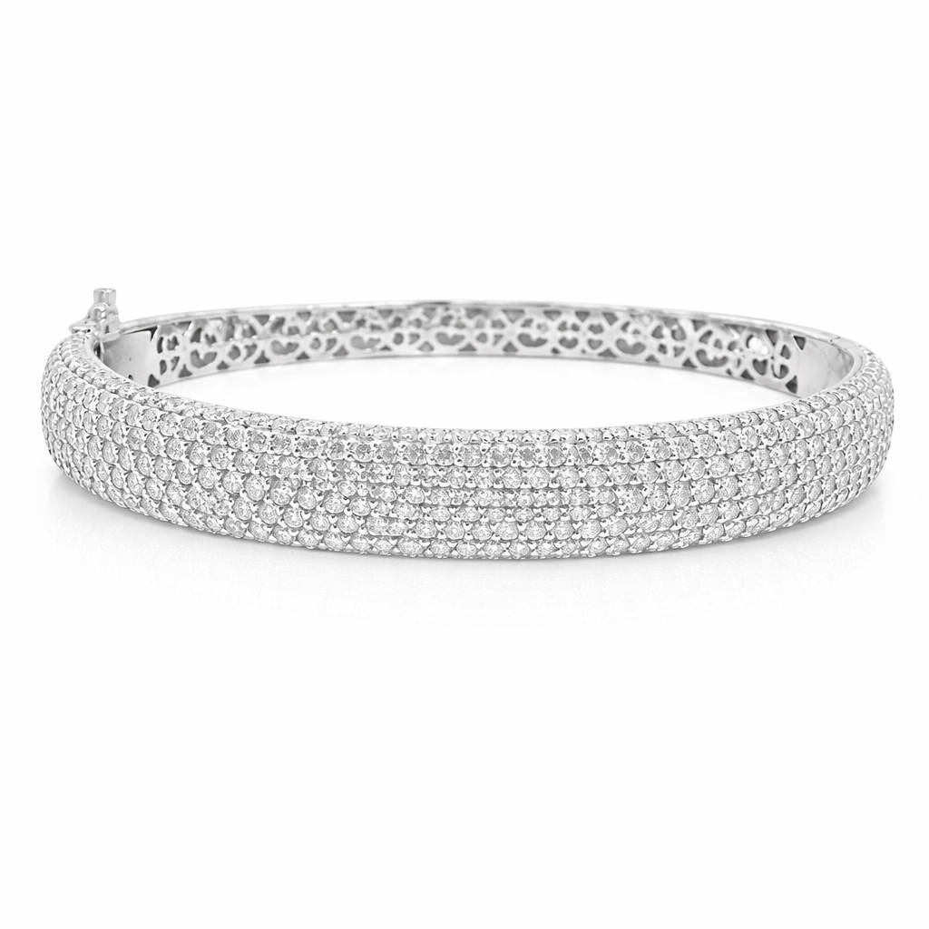 7.10Ct Diamond Bangle 14k White Gold