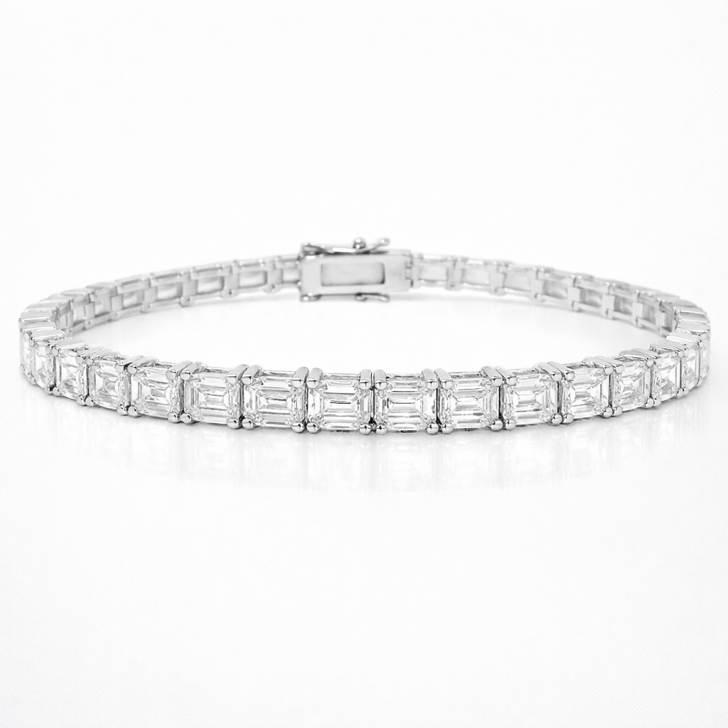 10.68CT Emerald Cut Lab Diamond  Bracelet 14K White