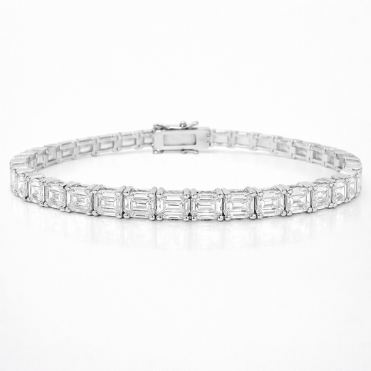 10.68CT Emerald Cut Lab Diamond  Bracelet 14K White