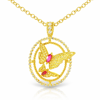 0.83CT Diamond 0.32CT Ruby 14k Yellow Gold