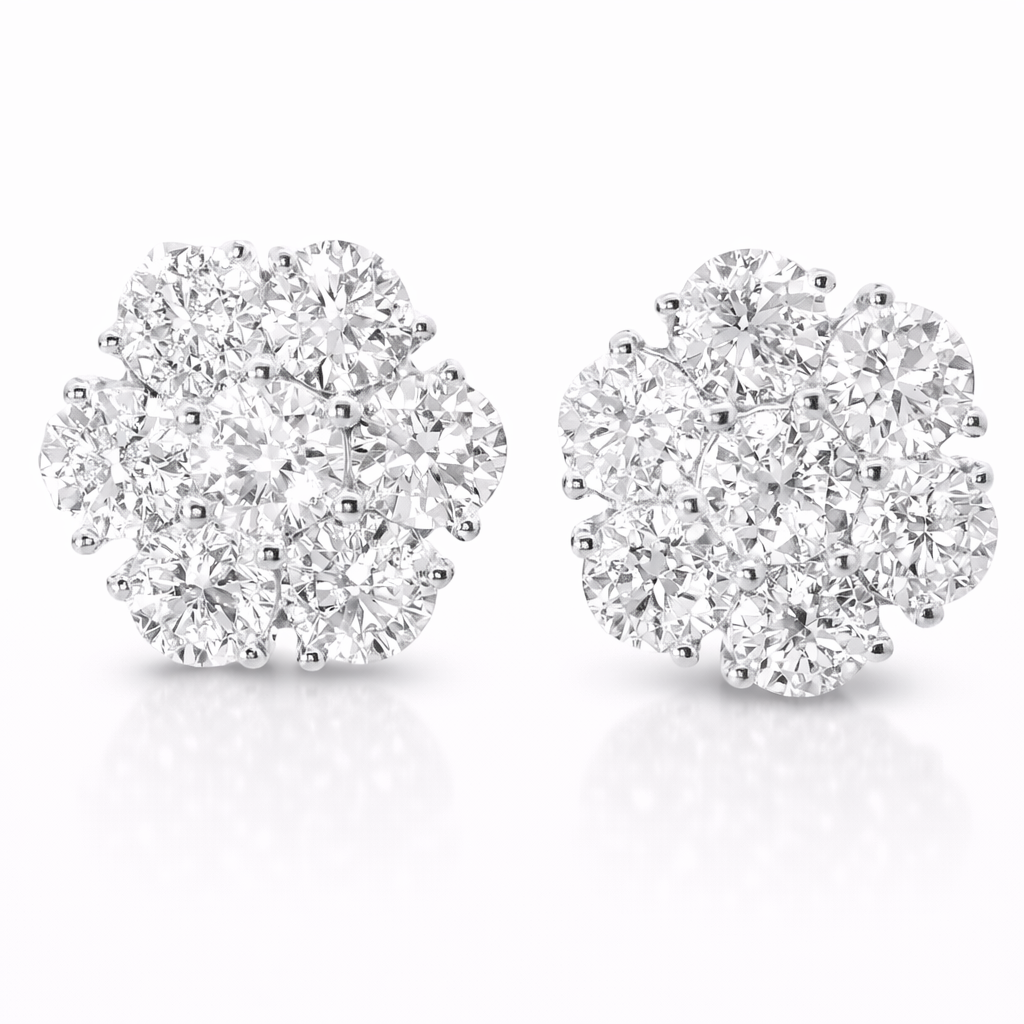 5.05CT Diamond Earrings 14k White Gold