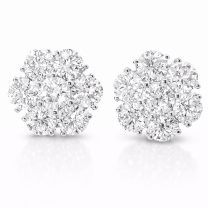 5.05CT Diamond Earrings 14k White Gold