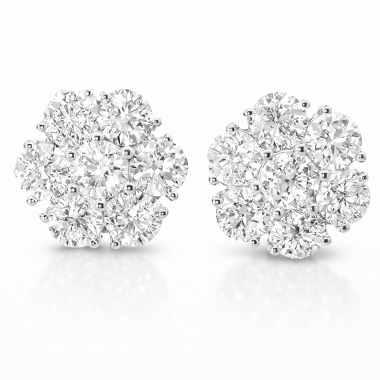 5.05CT Diamond Earrings 14k White Gold