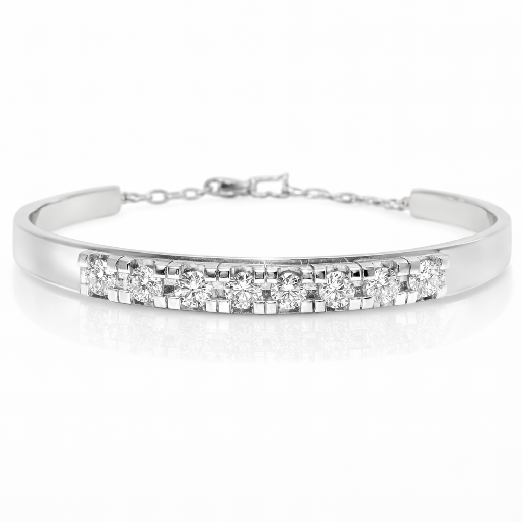 1.35CT Diamond Bangle 14k White Gold