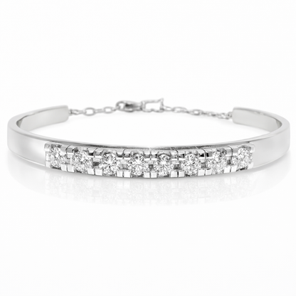 1.35CT Diamond Bangle 14k White Gold